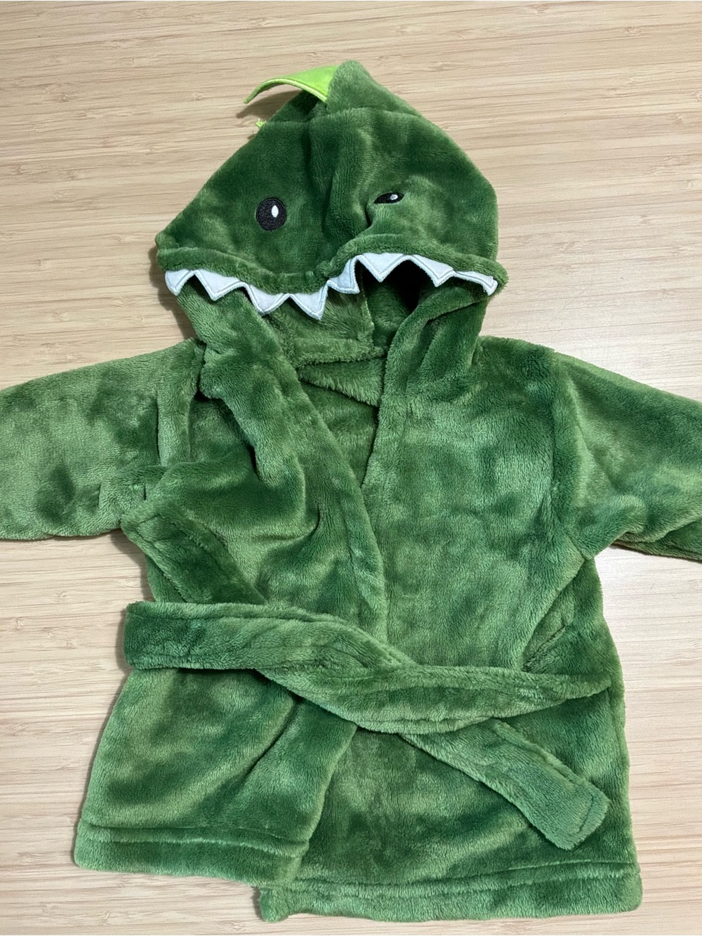 Green Dino Hooded Robe 0-9mo